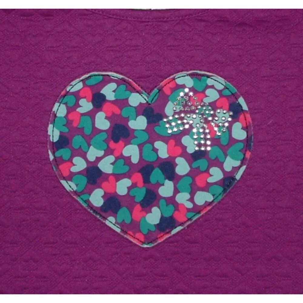 Girls Sz 8 Long Sleeve Textured Heart Print Bright Purple Dress DOLLIE & ME